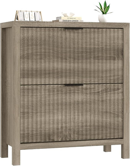 YOMILUVE Shoe Cabinet Storage for Entryway, Fluted Shoe Cabinet - Image 9