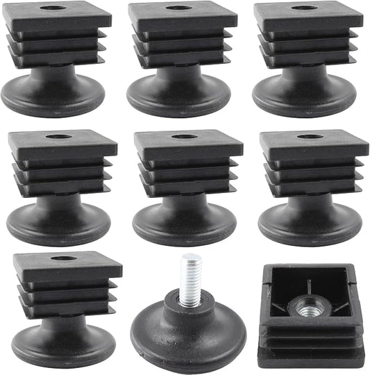 8Pcs Adjustable Leveling Feet 38 x 38mm Square Insert Kit Furniture Glide by Unknown