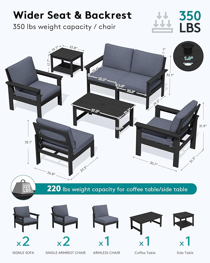 SERWALL HDPE Patio Furniture Set - Image 2