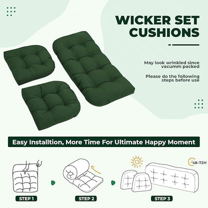 DANGHOOGY Wicker Chair Cushions, Waterproof Outdoor Loveseat Cushions - Image 6