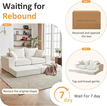 Modular Sectional Loveaeat Cloud Sofa, Boneless Couch - Image 9