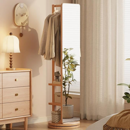 WoodsWhisper Full Length Mirror Coat Rack Solid Wood Floor Mirror 66"x12" Full by Unknown