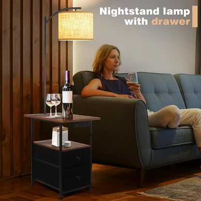 PESRAE Floor Lamp with Table & 2 Drawers, End Table with 3 Color Temperature - Image 6