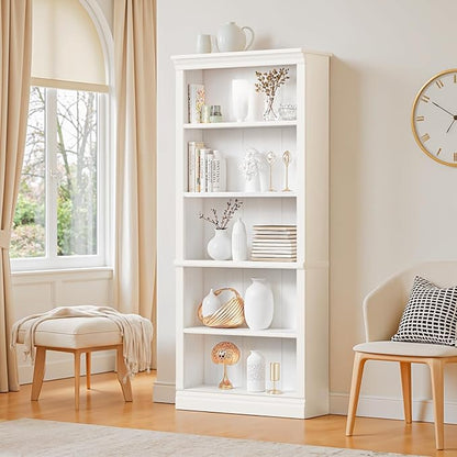Furniwell Bookcase Bookshelves, 5-Shelf Tall Bookcase 71" Wood Open Display - Image 3