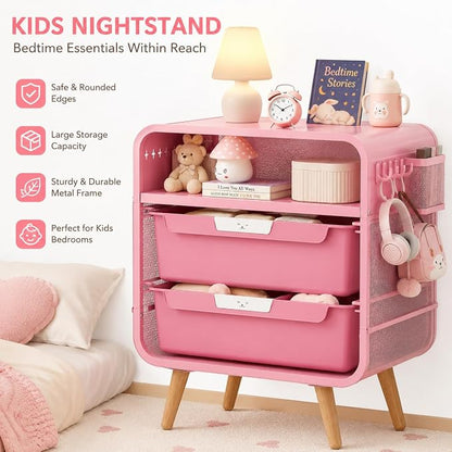 SYKIARIOL Pink Nightstand, Cute End Table - Image 4