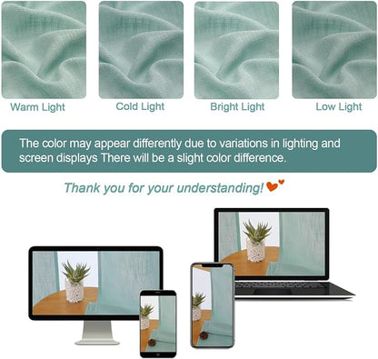 Chyhomenyc Aqua Green Semi Sheer Curtains 36 Inch Length, Light Filtering Faux - Image 3