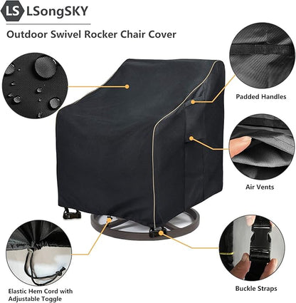 Outdoor Swivel Rocker Chair Cover 2 Pack, Patio Swivel Chair Covers - Image 4