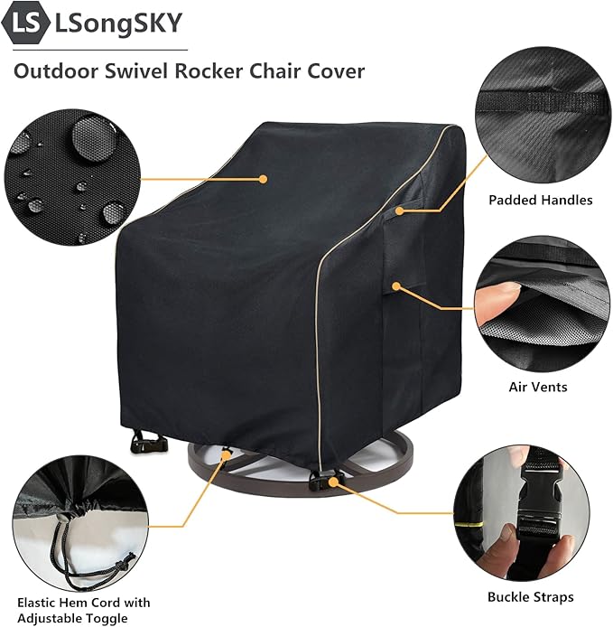 Outdoor Swivel Lounge Chair Cover 2 Pack, 35 W x 37 D x 38.5 H inches, 100% - Image 4