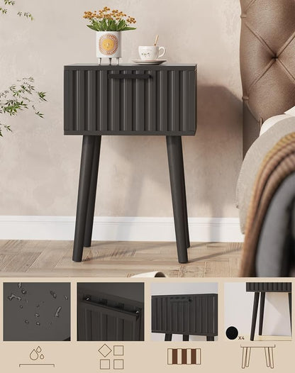 YMYNY Fluted Nightstand Set of 2, Small End Table, Modern Coffee Table - Image 4