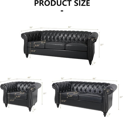 QHITTY 2 Piece Living Room Set, Sectional Chesterfield Sofa Chair Contemporary - Image 2