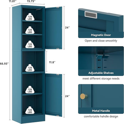 YAUWOH 2-Door Metal Storage Cabinet, Tall Slim Pantry Organizer - Image 3
