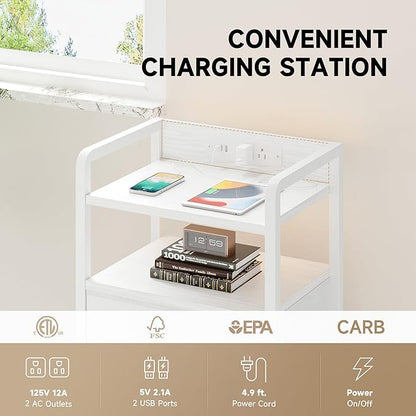 Lazzanto Night Stand Bedside Charger Bedroom - Image 5