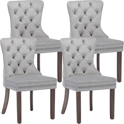 KCC Velvet Dining Chairs Set of 4, Upholstered High-end Tufted Dining Room Chair by KCC