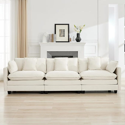 111'' Sectional Cloud Deep Seat Couch, Modern Comfy Chenille Modular Sectional by WUTUTUEE