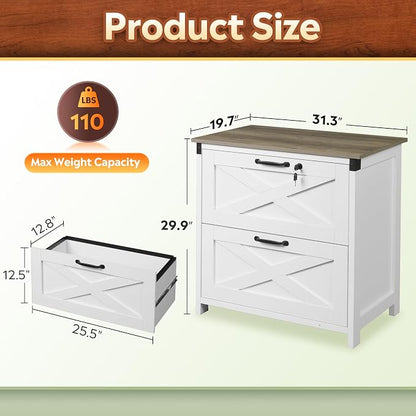 DEVAISE 2 Drawer File Cabinet, Lateral Wood Filing Storage Cabinet - Image 3