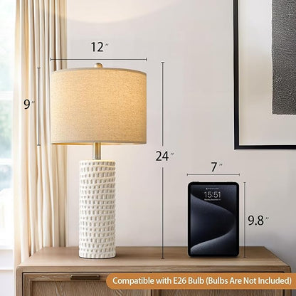 PORTRES 24" Farmhouse Ceramic Table Lamp Set of 2 - Image 4