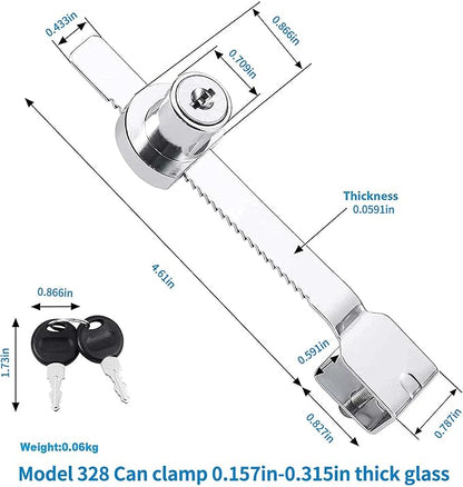 2Pcs Glass Cabinet Lock with Keys, Display Case Lock - Image 3