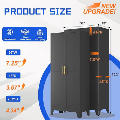GAIOUS 75.2" Tall Metal Storage Cabinet - Image 2