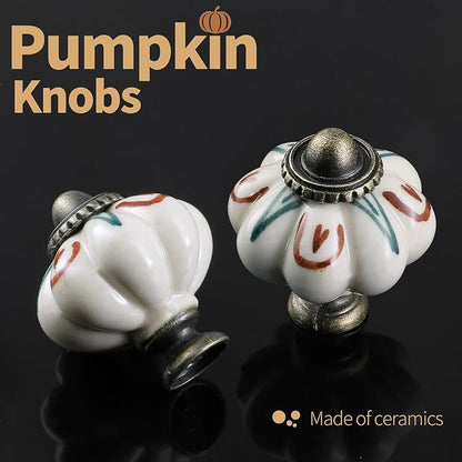 Ivory Pumpkin Knobs 6 Pack Ceramic Cabinet Knobs Vintage Drawer Pulls - Image 5
