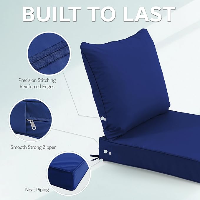 22x22 Inch Patio Chair Cushions Set of 2, Outdoor Furniture Cushions - Image 6
