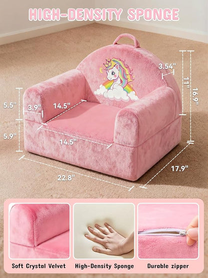 Kids Sofa Chair with Removable Washable Cover & Magic-Tape Backrest Toddler - Image 3