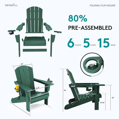 SERWALL Adirondack Chair with Cup Holders - Image 7
