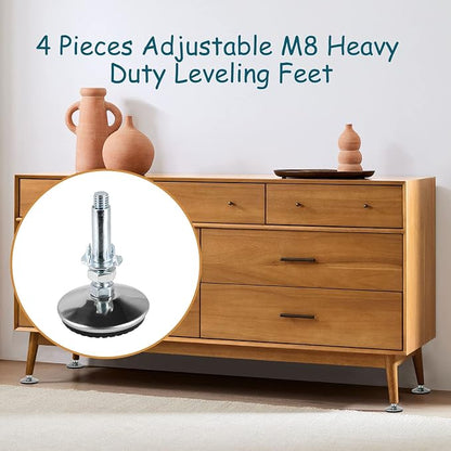 4 Set M8 Leveling Feet with 4-Pronged T Nut, Adjustable Leg Levelers Heavy Duty - Image 6