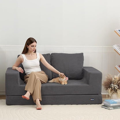 COMAX Convertible Sofa Bed Queen, Folding Fold Out Couch Bed, Floor Futon Couch - Image 2