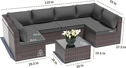 Outdoor Patio Furniture Set, 7 Pieces Outdoor Sectional Furniture Patio Sofa - Image 2