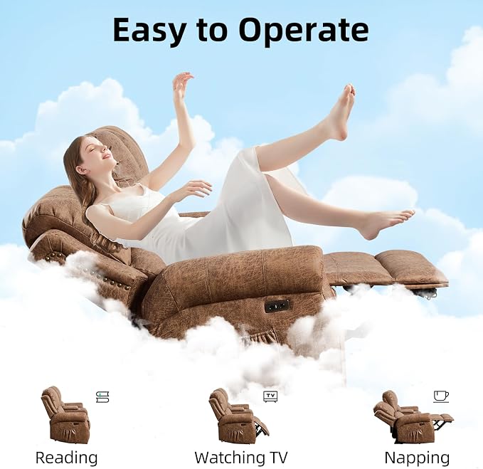 EBELLO 2 Pieces Power Reclining Sofa Set, Faux Leather Reclining Living Room - Image 5