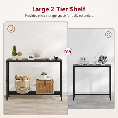 Tajsoon Console Table 41.8”, 2-Tier Industrial Entryway Table, Narrow Entrance - Image 4