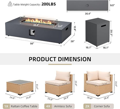UPHA 9 Pieces Patio Furniture Sets, Wicker Outdoor Sectional Sofa Couch - Image 2