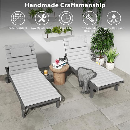 Sundale Outdoor Olefin Quilted Lounge Cushion Set of 4, Patio Foldable Chaise - Image 8