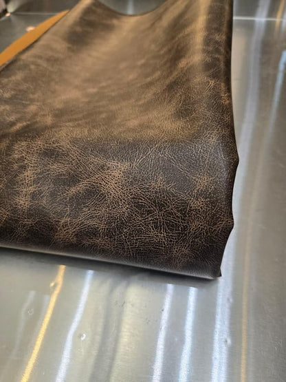 Brown Vintage Distressed Antiqued Faux Leather Fabric PU Peta Approved Vegan - Image 5