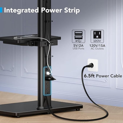 AX WABER Floor TV Stand with Power Outlet& Shelf, Universal TV Stand Mount - Image 2