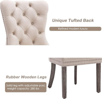 KCC Velvet Dining Chairs Set of 4, Upholstered High-end Tufted Dining Room Chair - Image 7