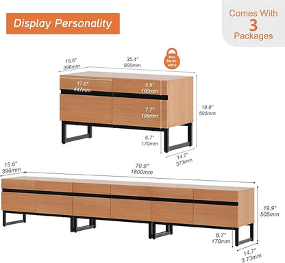 WAMPAT Modern TV Stand for 32-110 Inch TVs, Wood Entertainment Center - Image 2