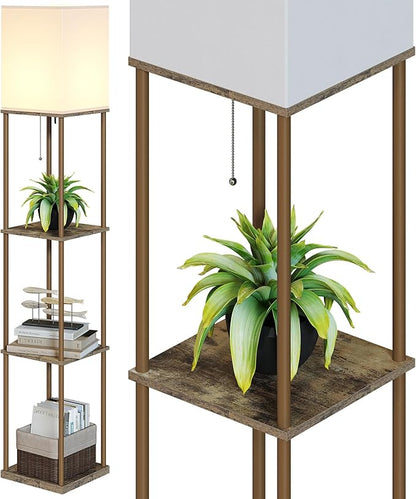 SUNMORY Floor Lamp with Shelves, Modern Square Shelf Lamps, Display Shelf - Image 7