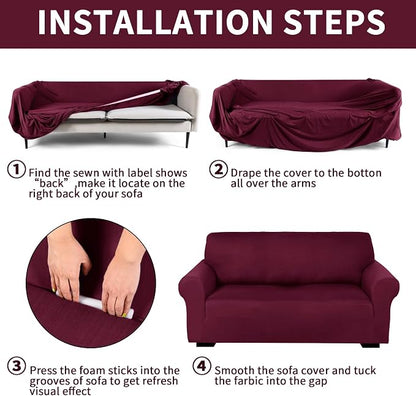 Peryiter 3 Pcs Couch and Loveseat Covers Set Sofa Cover - Image 3