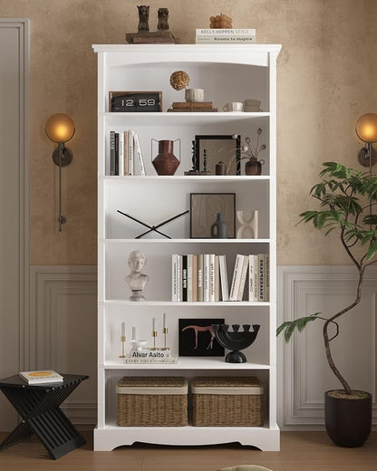 TVU 6-Tier Wooden Bookshelf, 76 Inch Tall Bookshelf - Image 9