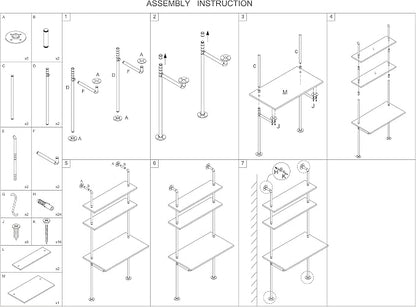 ZIOTHUM Wall Mounted Desk with Shelves, Industrial Ladder Style Floating Desk - Image 7