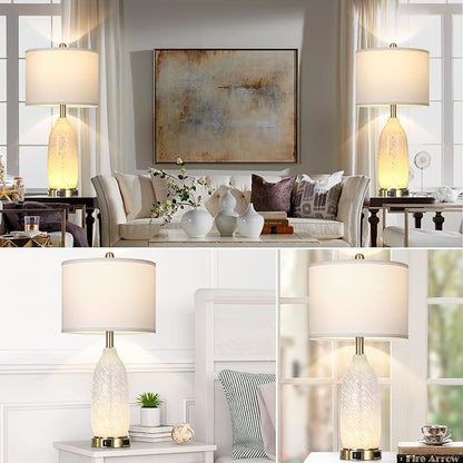 Rinweey 26" Modern Clear Glass Table Lamps Set of 2, Nightstand Lamp - Image 6