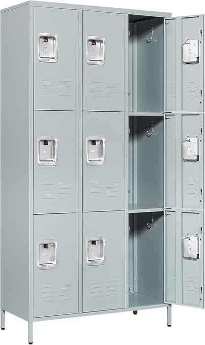Metal Locker with 9 Doors Employees Locker, Metal Storage Locker with Hooks by Anxxsu