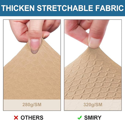 Smiry Waterproof Seat Covers for Dining Room Chairs Set of 4, Stretch Jacquard - Image 4