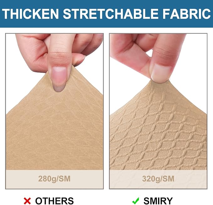 Smiry Waterproof Seat Covers for Dining Room Chairs Set of 8, Stretch Jacquard - Image 4