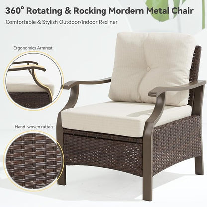Outdoor Patio Furniture Set, 6 Pieces Outdoor Conversation Sets - Image 3