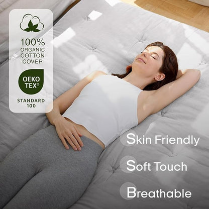 ZonLi Japanese Floor Futon Mattress King Size 76"x 80", 100% Cotton Cover 4'' - Image 3