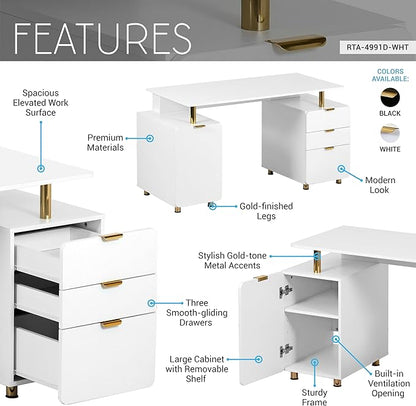 Elegant 57" W Executive Desk - Image 4