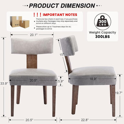 HNY Mid Century Modern Dining Chairs Set of 2, Farmhouse PU Leather Upholstered - Image 2