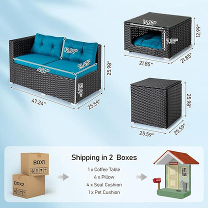 VINGLI 4 Pieces Outdoor Sectional Wicker Patio Furniture - Image 3